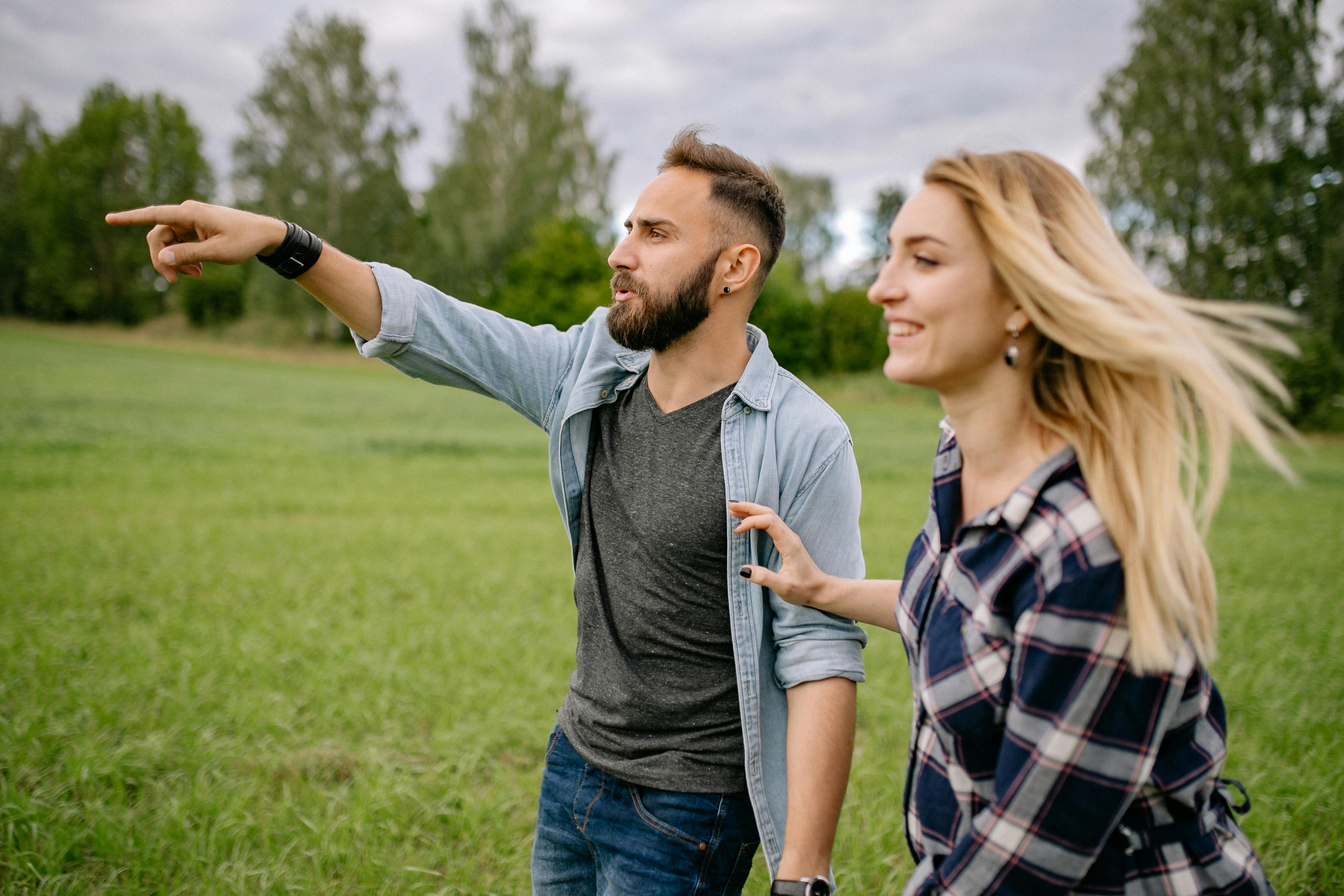 Couple walking outdoors together